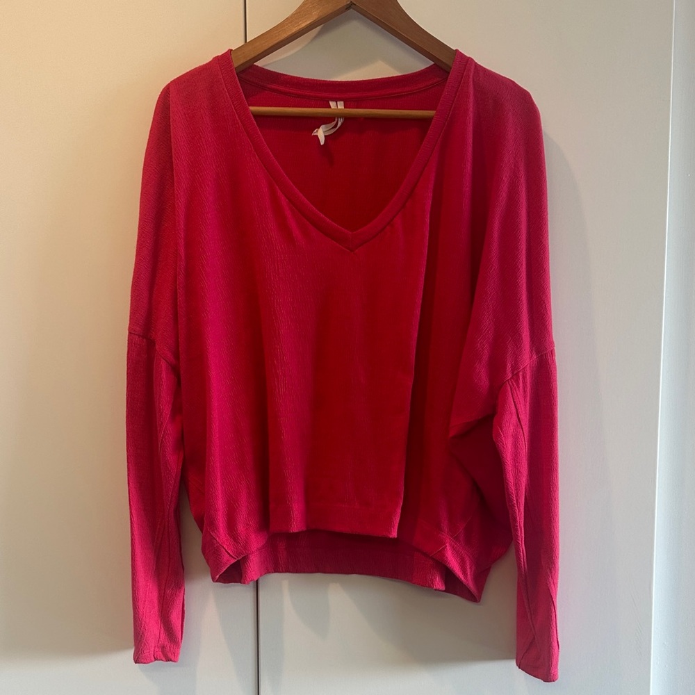 Anthropologie Red V-Neck Sweatshirt